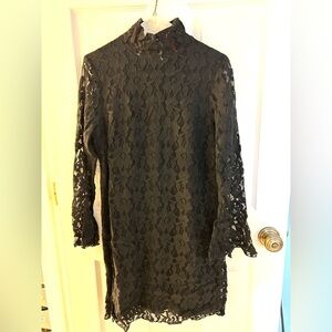 INC International Concepts Black Lace Long Sleeve Dress
